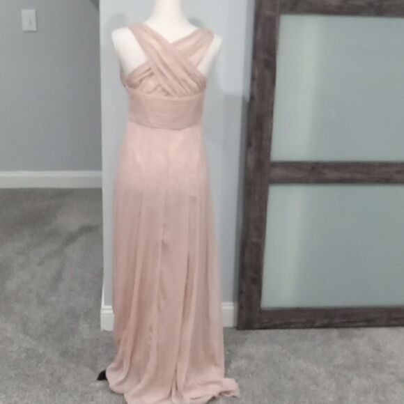 Asos Design floor length sleeveless tulle formal dress in champagne size 6 NWT - Picture 3 of 4